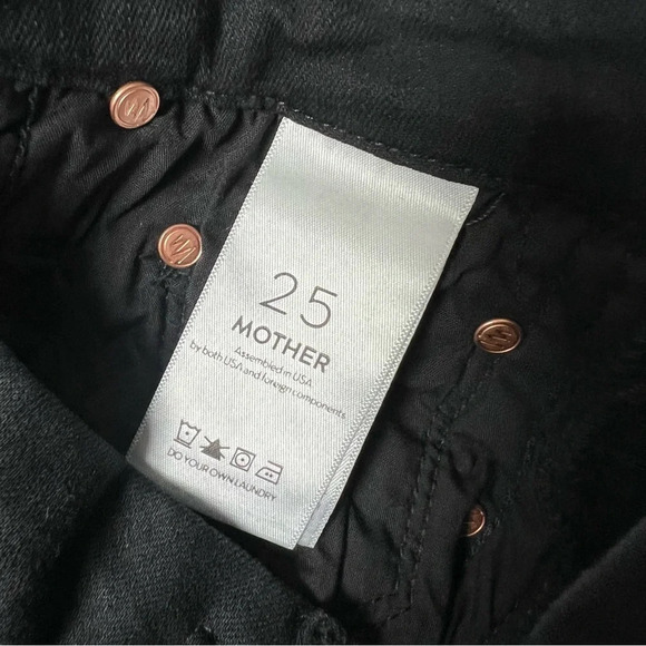 New MOTHER Denim High Waist Looker Ankle Fray Skinny Jeans Guilty Glitter Racer - Picture 10 of 15